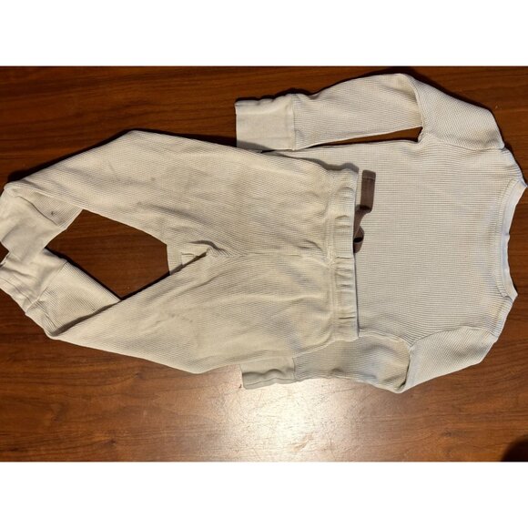 Nui Organics Childrens Size 2Y Beige Thermal Ribbed Long Sleeve Top & Pants Set - Picture 4 of 4